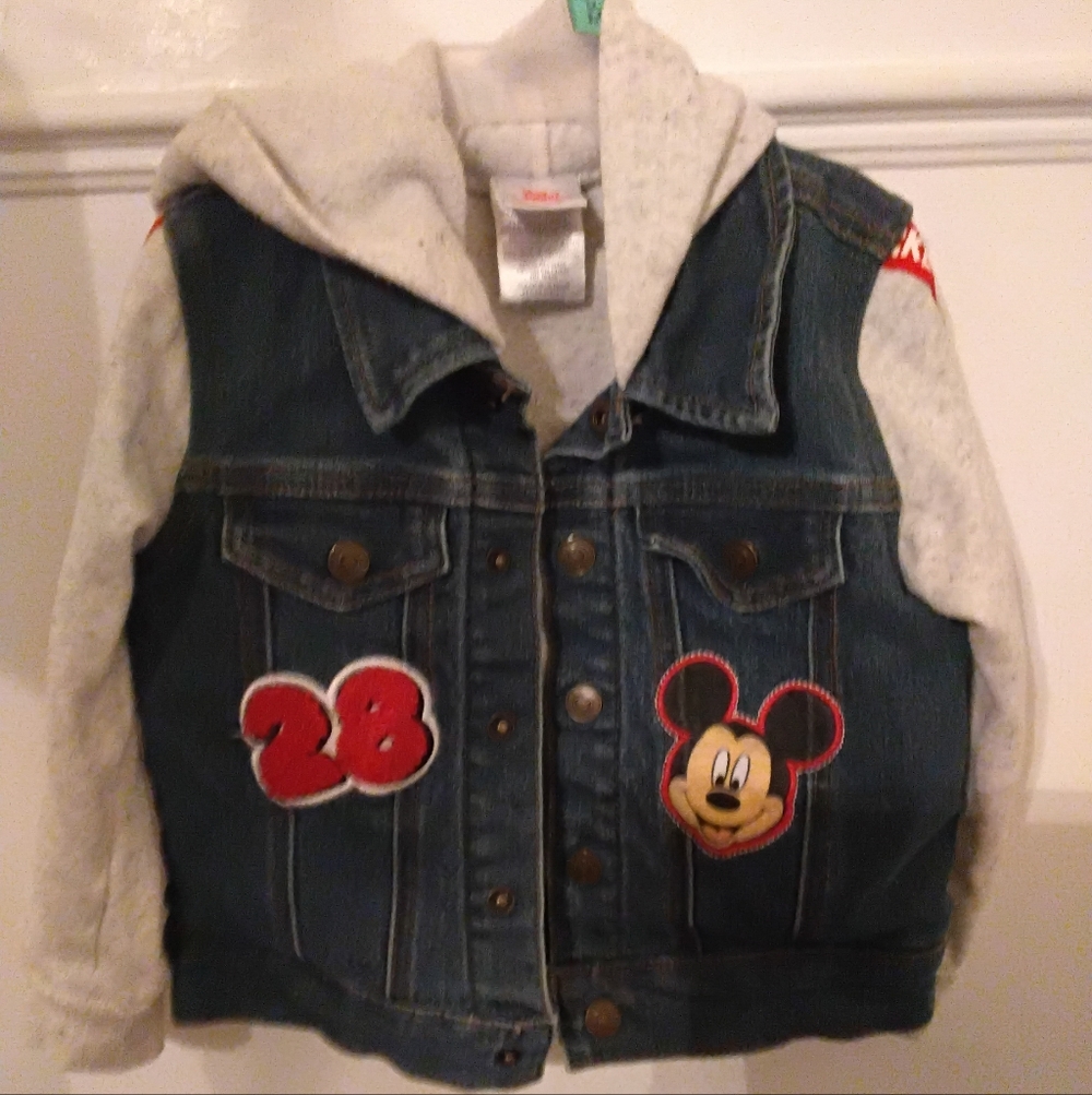 Disney Mickey Mouse Denim Hoodie Jacket — Size 6–9 Months